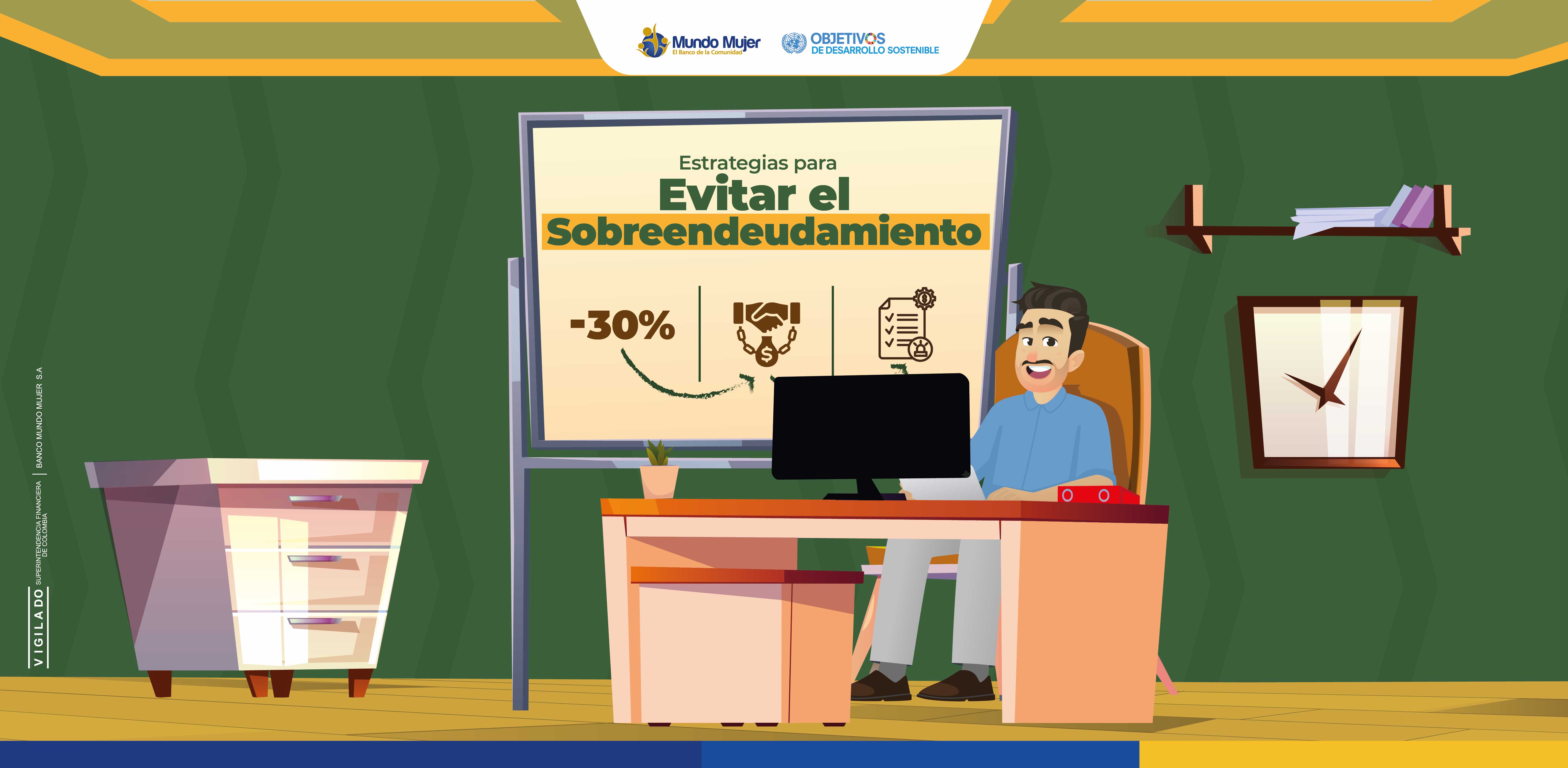 Papá fortuna sentado en un escritorio